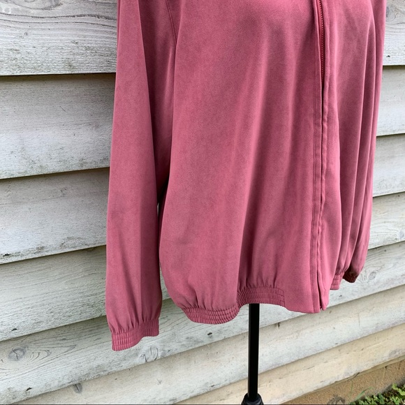 Vintage 80s Dusty Rose Floral Embroidered Long Sleeve Zip Up Front Casual Jacket - Picture 9 of 16